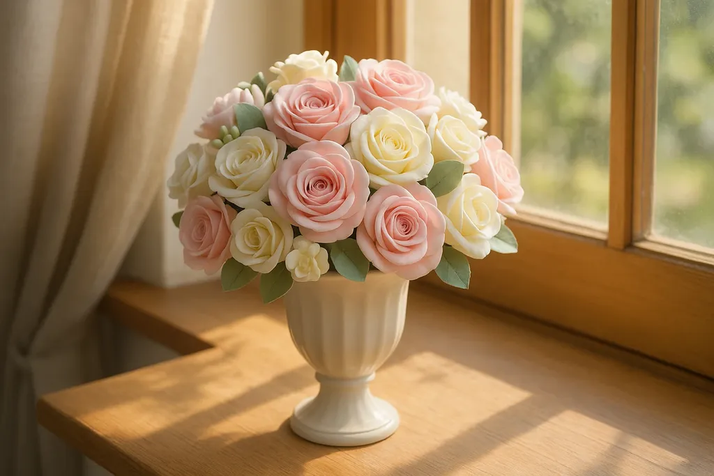 Buchet cu Florile de sapun intr-o vaza (trandafiri de sapun premium)