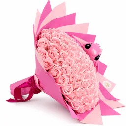 Buchet 101 Trandafiri cu stitch Roz Deschis la cel mai mic pret
