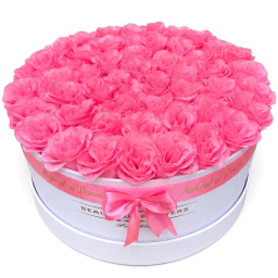Aranjament floral din trandafiri cu sclipici roz