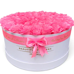 Aranjament floral 51 trandafiri roz de sapun cu sclipici