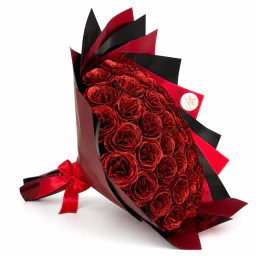 Buchet 51 trandafiri rosii de sapun cu sclipici