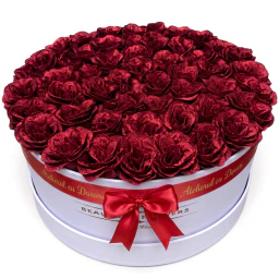 Aranjament floral din trandafiri cu sclipici rosu
